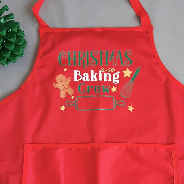 Product: Red christmas baking crew apron for adult and baby