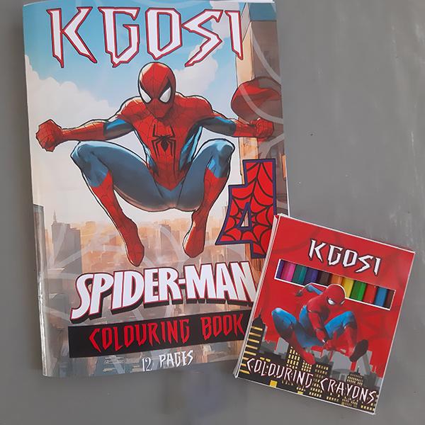 Spiderman personalised colouring book with cryons