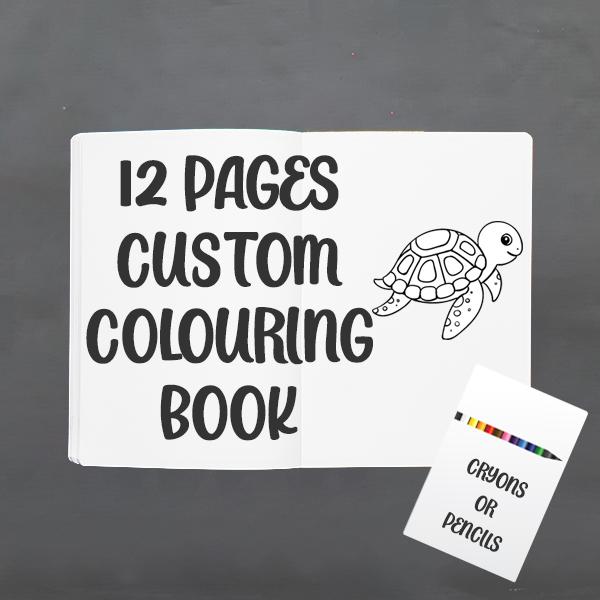 Custom personalised birthday colouring books with cryons