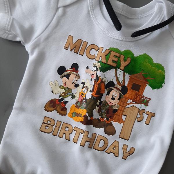 Product: Mickey Mouse Safari personalised outfit with a touch of green and brown 