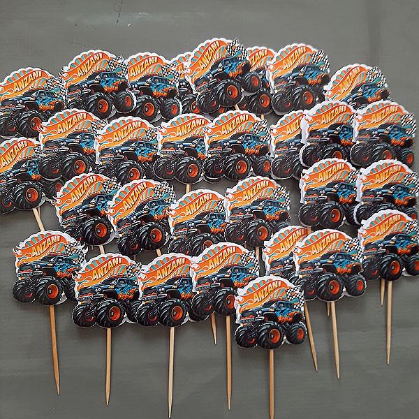 Product: Monster Truck Personalised Cupcake Toppers x 10