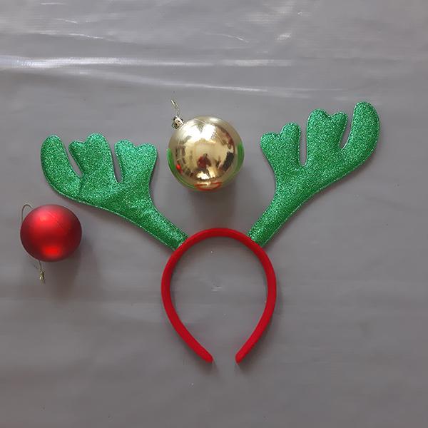 Big Green Raindeer Horns Christmas Headband