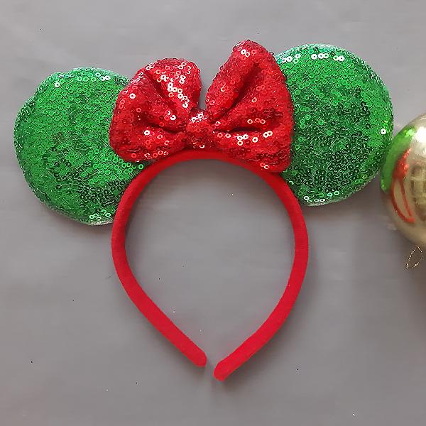 Minnie Mouse Christmas Green and Red Headband