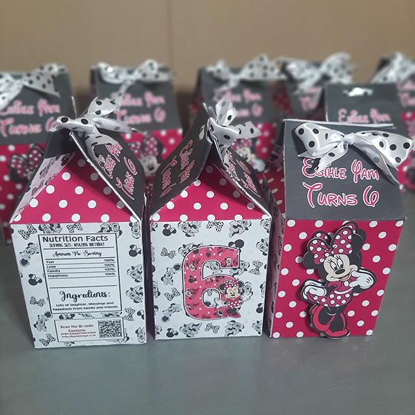 Minnie Mouse Personalised Milk Box Party Pack