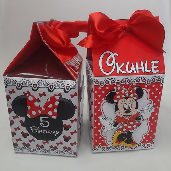 Minnie Mouse Red  Personalised Milk Box Party Pack