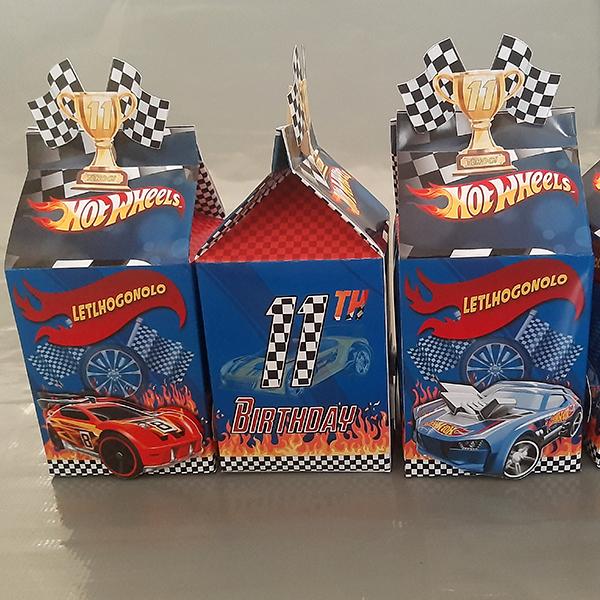 Hot wheels birthday personalised party pack milk box