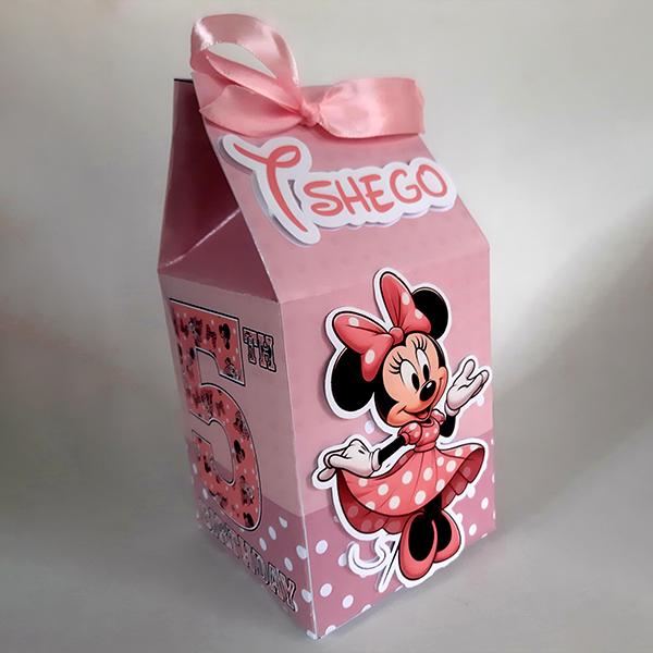 Minnie mouse personalised birthday milk box 