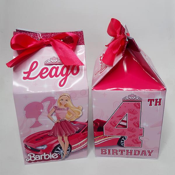 Barbie birthday personalised party milk box