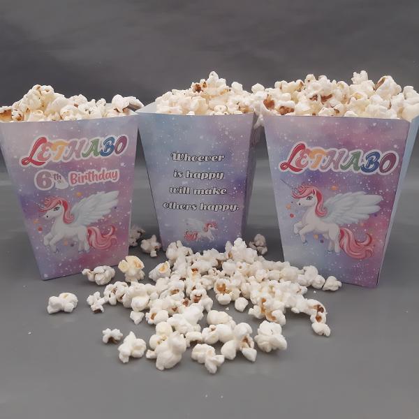 Product: Unicorn personalised popcorn box