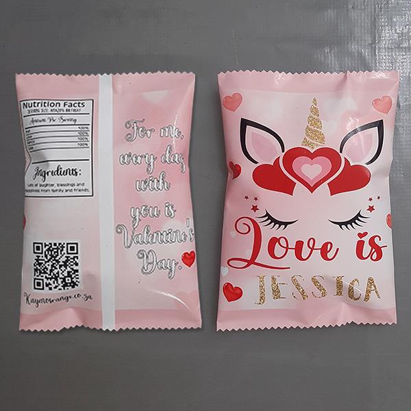 Love is magical personalised chip bag with name