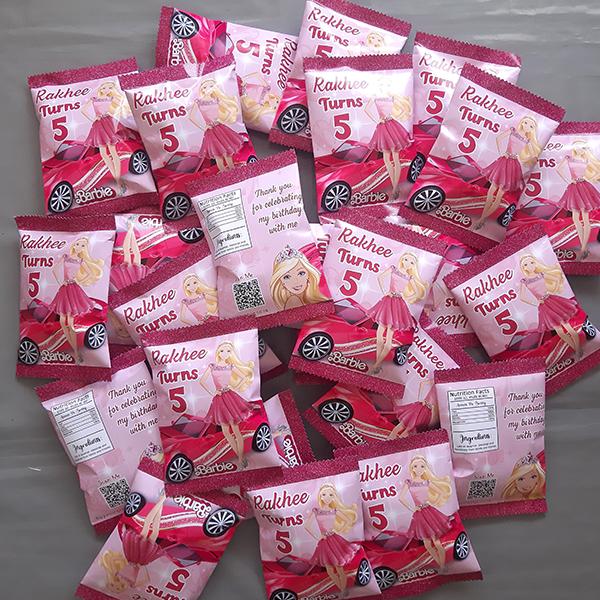 Barbie birthday personalised party pack chip bag