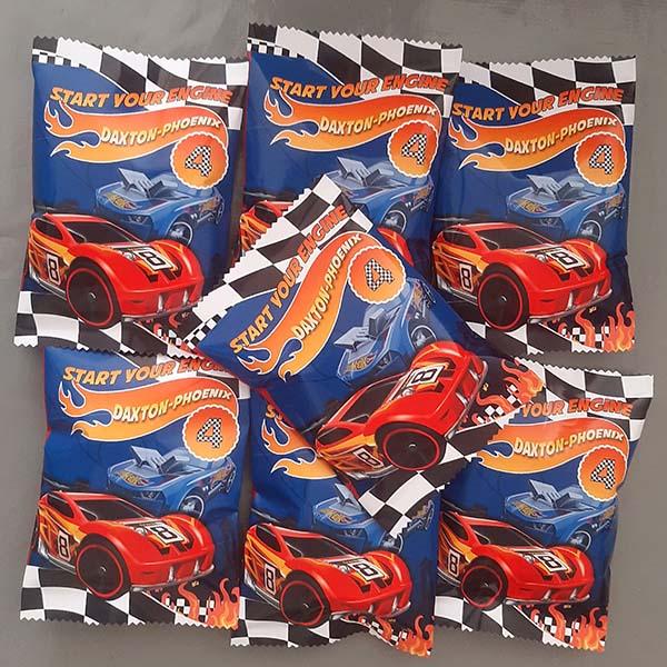 Product: Hot wheels personalised party pack chip bag filled