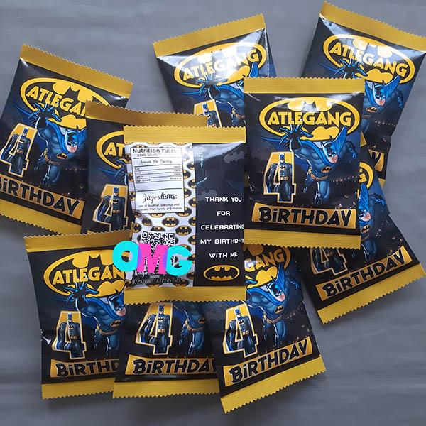 Batman birthday personalised party pack chip bag