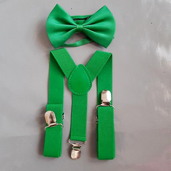 Green Kids Suspender with matching Bow Tie Set