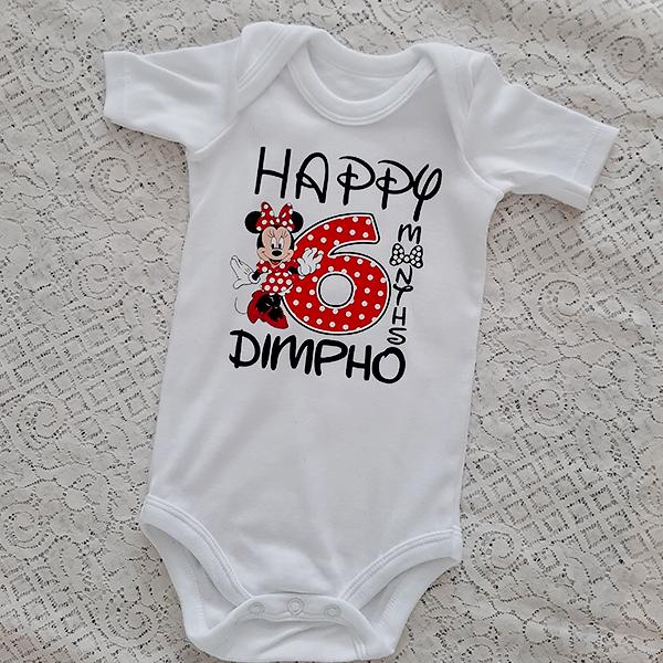 Product: Red and black minnie mouse personalised family 6 months t-shirt