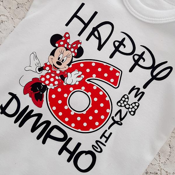 Product: Red and black minnie mouse personalised family 6 months t-shirt