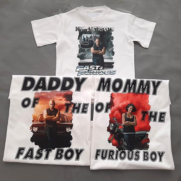 Personalised fast and furious family tshirt with pictures