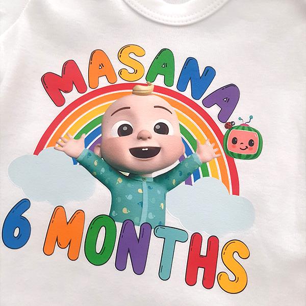 Product: Rainbow Cocomelon personalised onesie or tshirt 