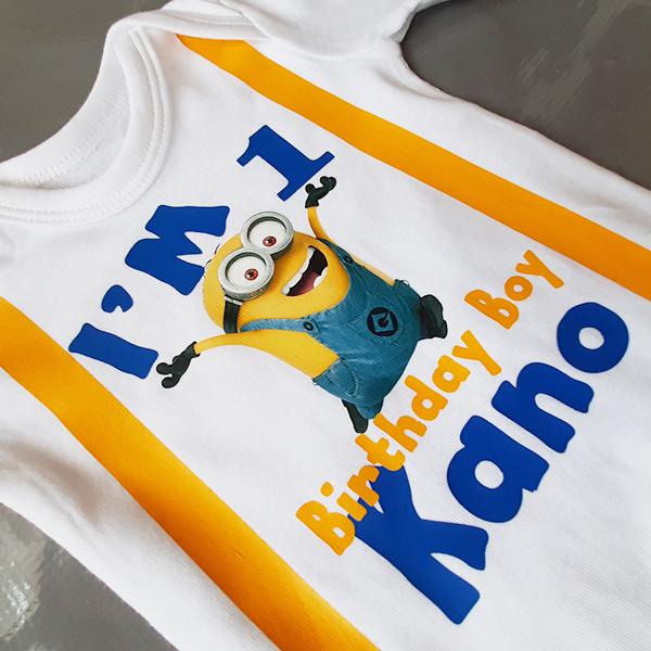 Product: Minion Personalised Birthday Boy Tshirt with baby name