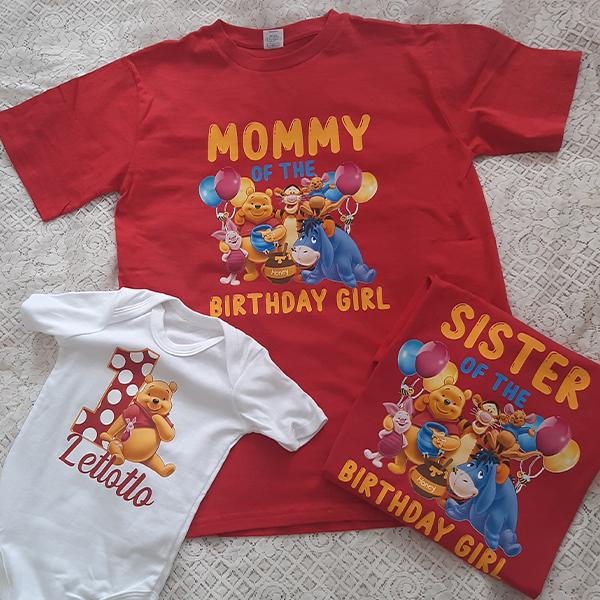 Winnie the pooh family personalised t-shirts