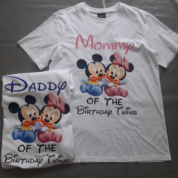 Product: Mommy and Daddy of the birthday twins  minnie and mickey mouse tshirt