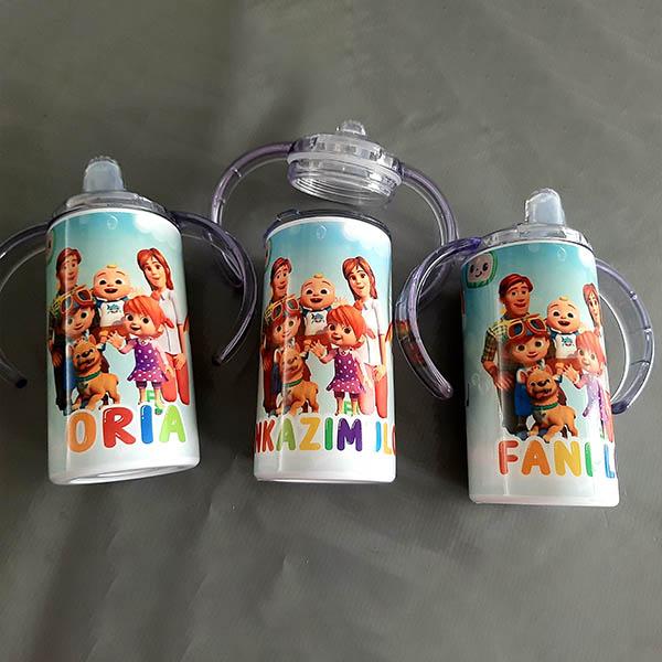 Product: Cocomelon personalised sippy cup tumbler with extra flat cap for babies