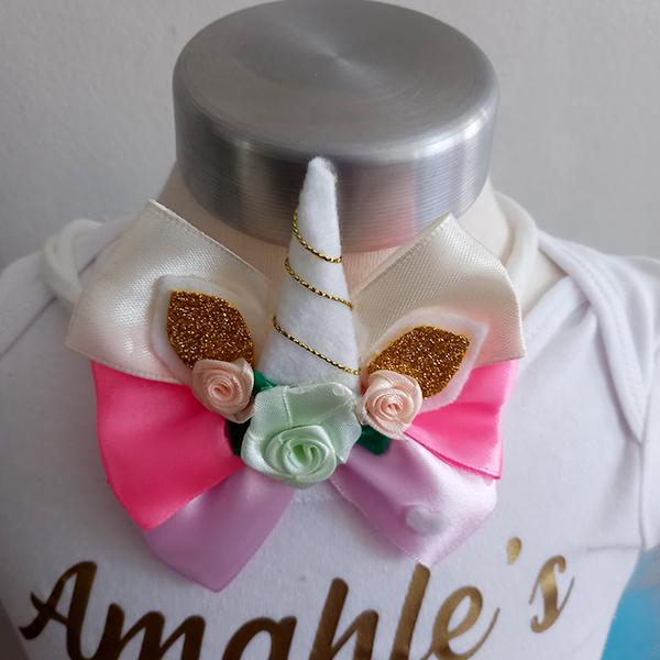 Product: Pastel unicorn tutu with a personalised onesie with a custom hairband