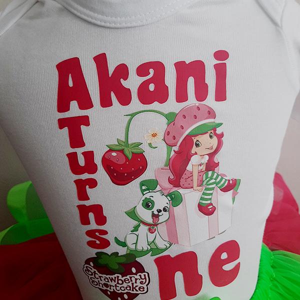 Product: Strawberry Shortcake ribbon tutu with personalised t-shirt and headband