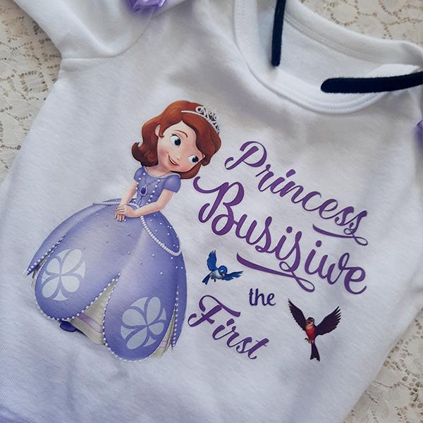 Product: Princess Sofia the first ribbon outfit with personalised t-shirt