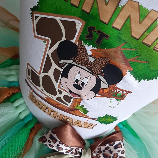 Product: Minnie Mouse Safari personalised outfit with a touch of green and brown