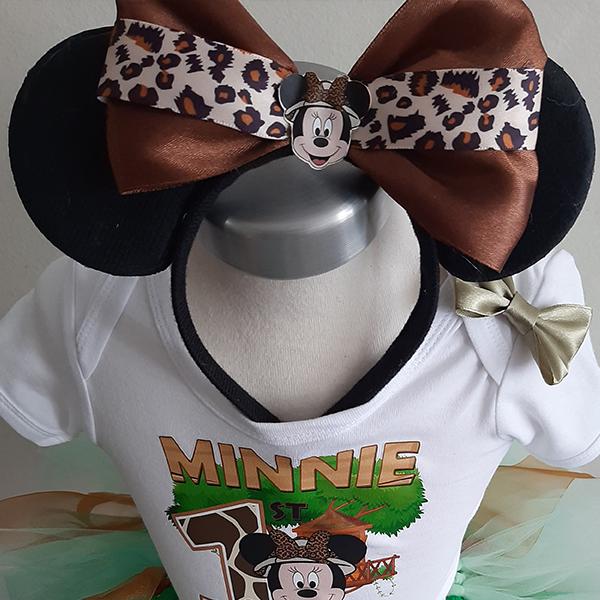 Product: Minnie Mouse Safari personalised outfit with a touch of green and brown