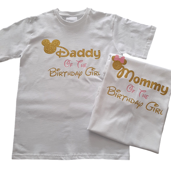 Minnie Mouse Gold Glitter Personalised family t shirts Kaymos Range